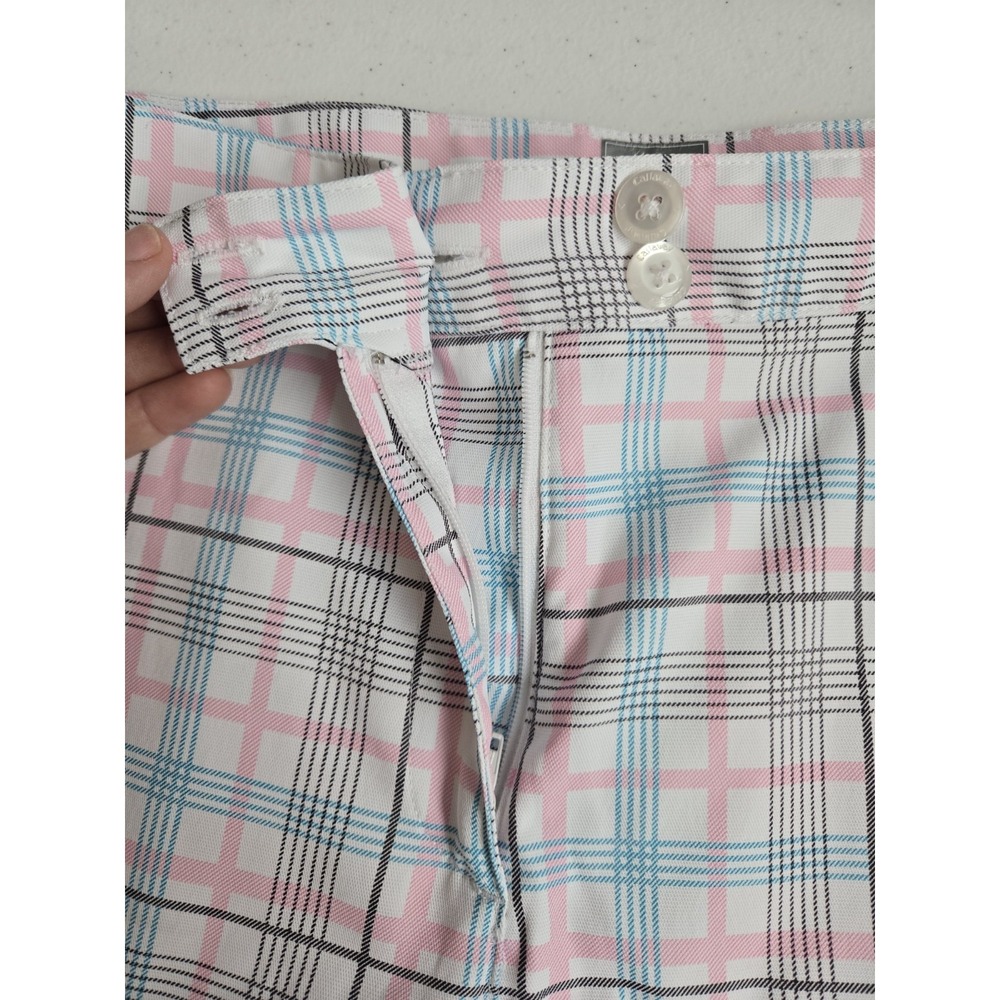 Callaway Women's 10 Pastel Blue Pink White Plaid Moisture Wicking Golf Shorts - Picture 6 of 16